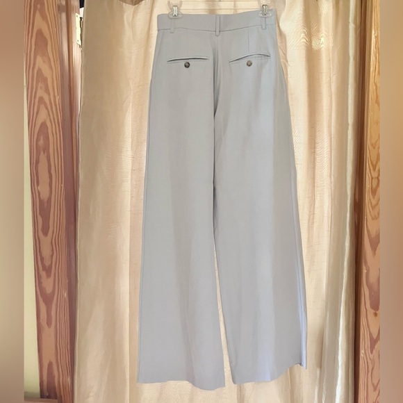 NWT Zara Wide Leg Pleated Trousers in Light Blue Sz S - Picture 2 of 8